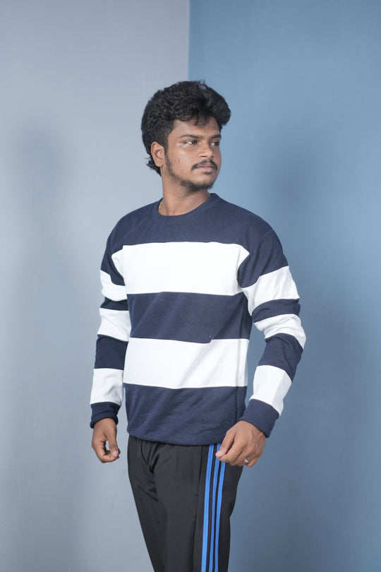 Men’s Cuttens Sweatshirt – Stylish Full Sleeve Casual Wear - Navy Blue – alternate view – 7MAN India