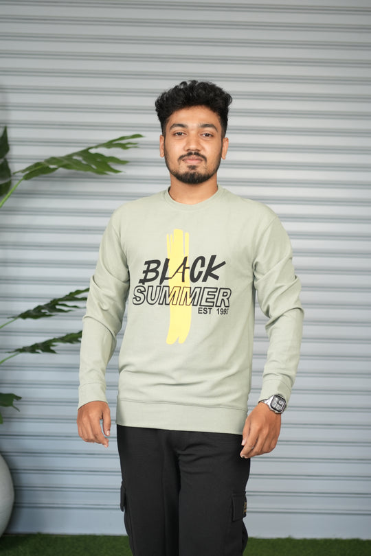 Men's Full Sleeve Graphic Sweatshirt – Black Summer Printed Casual Tshirt- Pista Green – 7MAN Men's Fashion India