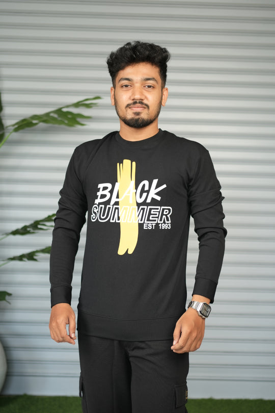 Men's Full Sleeve Graphic Sweatshirt – Black Summer Printed Casual Tshirt- Black – 7MAN Men's Fashion India