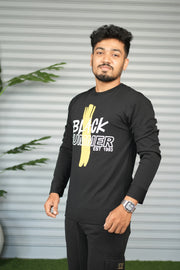 Men's Full Sleeve Graphic Sweatshirt – Black Summer Printed Casual Tshirt- Black