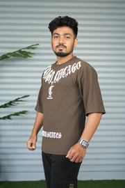 Chicago Graphic Print Oversized Trendy Street Style T-Shirt for Men – Brown