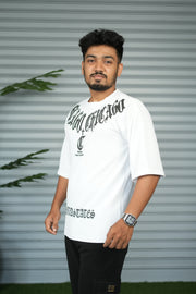 Chicago Graphic Print Oversized Trendy Street Style T-Shirt for Men – white