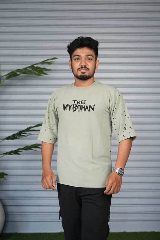 Graphic Print Oversized T-Shirt for Men – Tree My Bohan - Pista Green – 7MAN Men's Fashion India