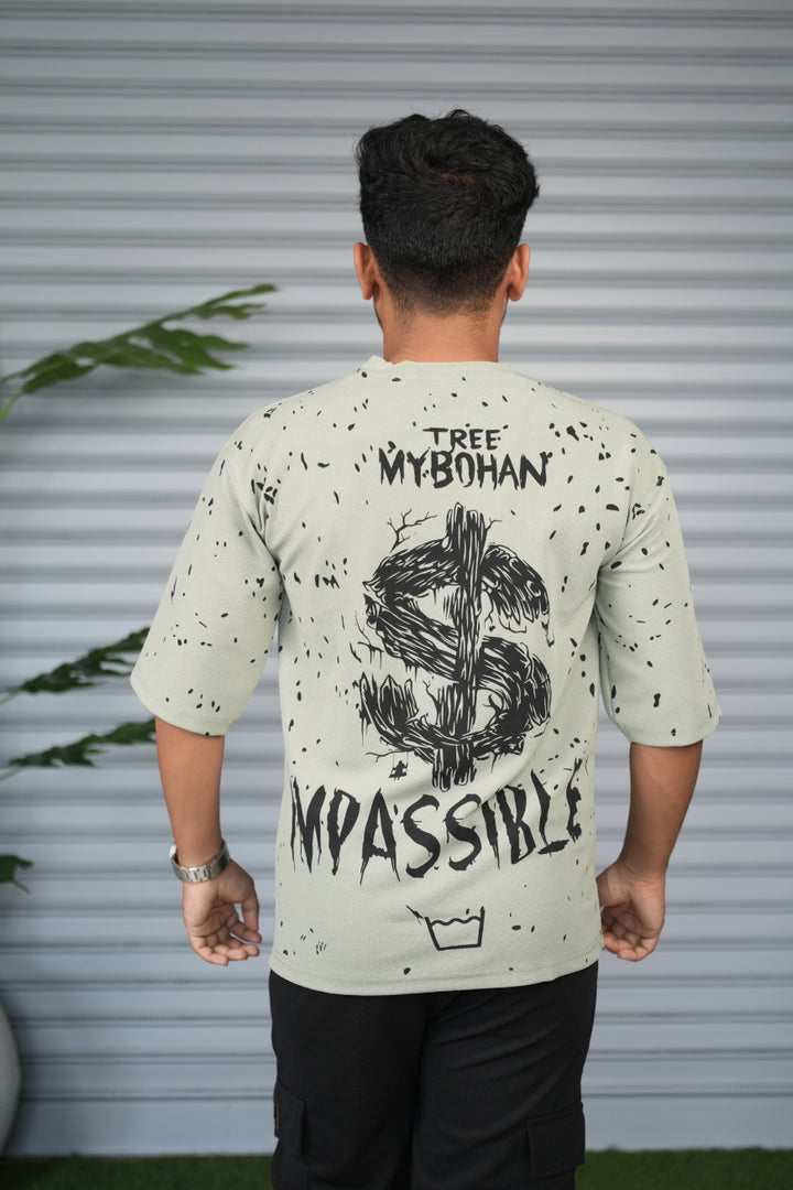 Graphic Print Oversized T-Shirt for Men – Tree My Bohan - Pista Green