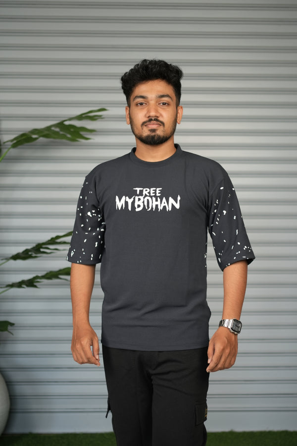 Graphic Print Oversized T-Shirt for Men – Tree My Bohan - Grey