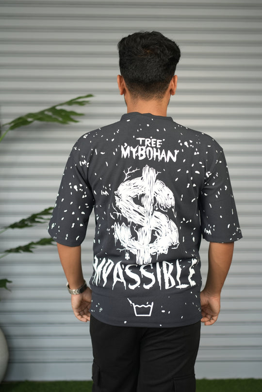 Graphic Print Oversized T-Shirt for Men – Tree My Bohan - Grey – alternate view – 7MAN India