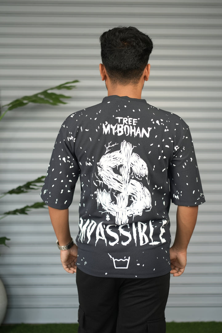 Graphic Print Oversized T-Shirt for Men – Tree My Bohan - Grey