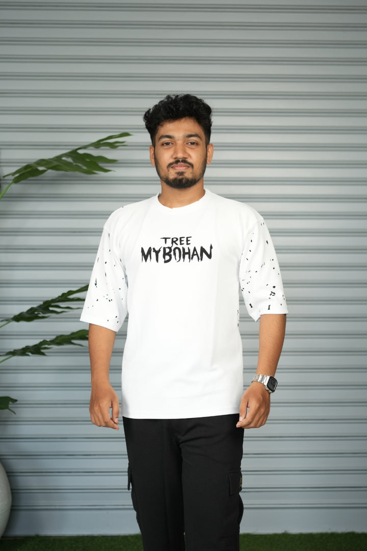 Graphic Print Oversized T-Shirt for Men – Tree My Bohan - White