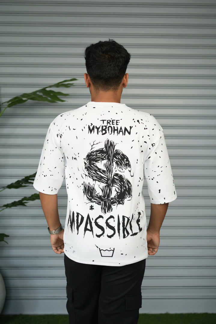 Graphic Print Oversized T-Shirt for Men – Tree My Bohan - White