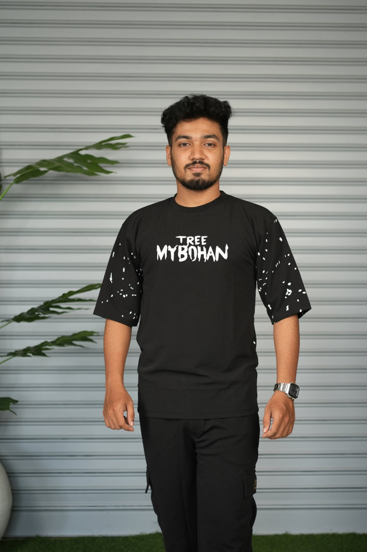 Graphic Print Oversized T-Shirt for Men – Tree My Bohan - Black