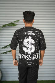 Graphic Print Oversized T-Shirt for Men – Tree My Bohan - Black