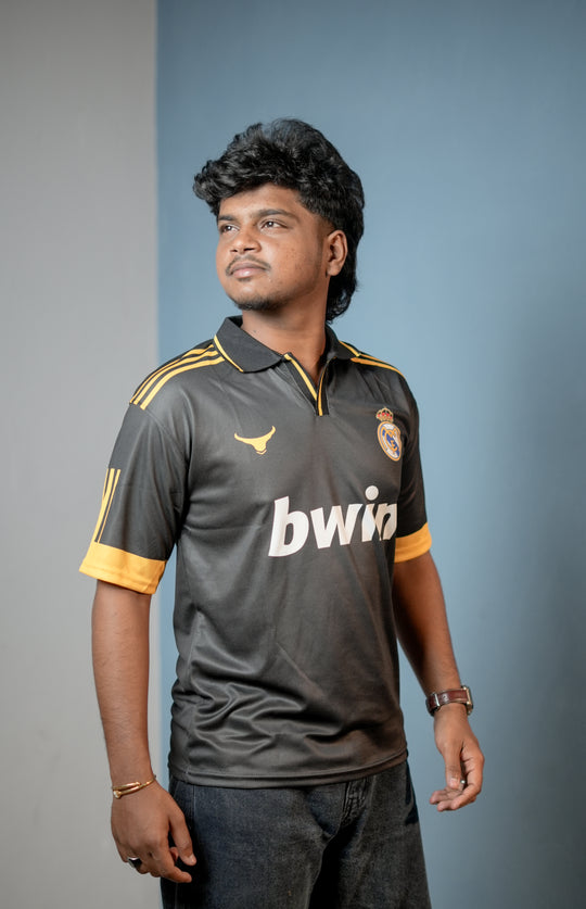 Short Sleeve Round Neck BWIN Jersey for Men - Black with Yellow – alternate view – 7MAN India