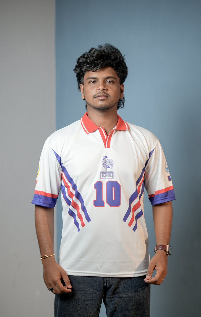 Short Sleeve Round Neck ZIDANE Jersey for Men - White & Violet