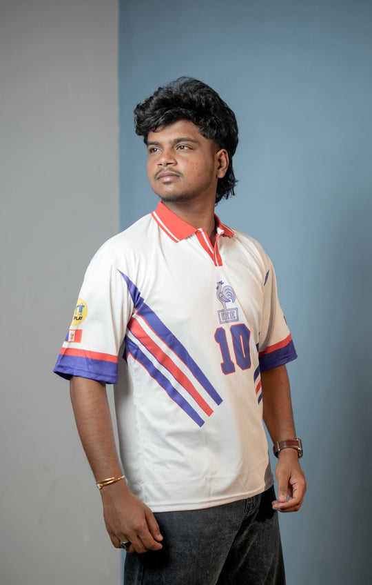 Short Sleeve Round Neck ZIDANE Jersey for Men - White & Violet – alternate view – 7MAN India
