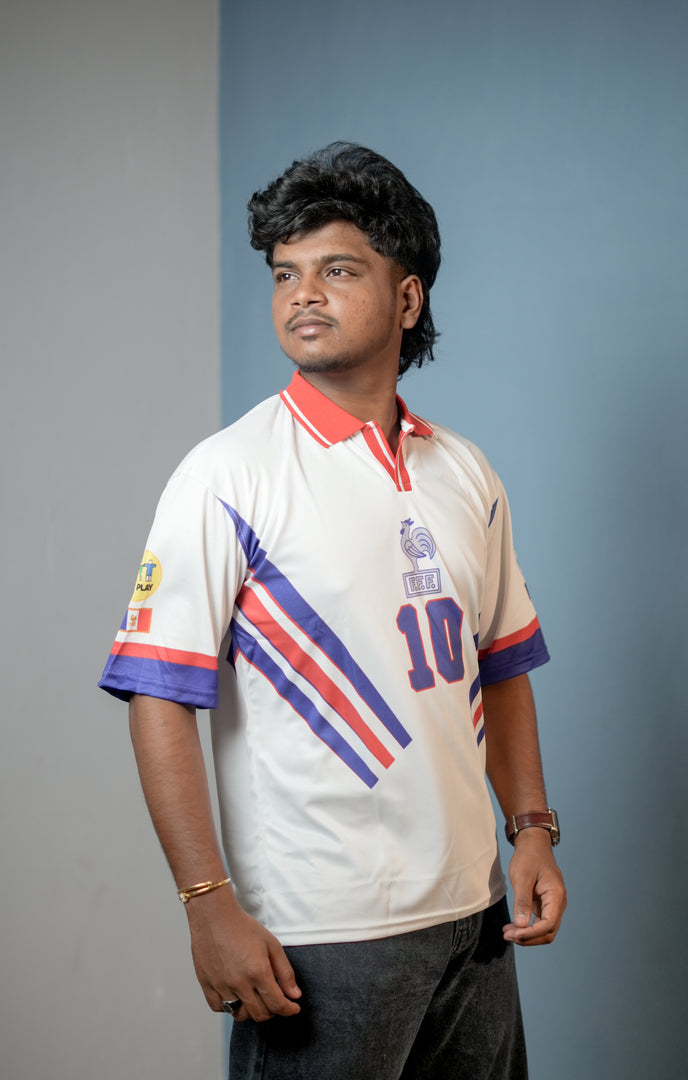 Short Sleeve Round Neck ZIDANE Jersey for Men - White & Violet