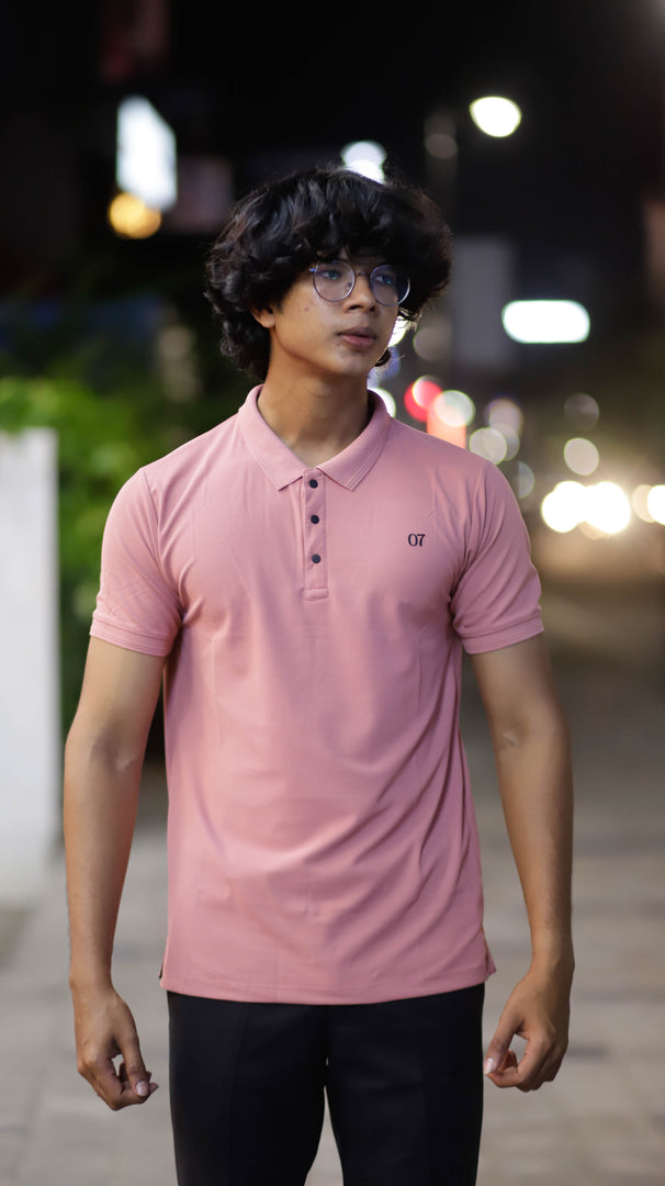 07 COLLAR HALF SLEEVE MENS TSHIRT-PINK