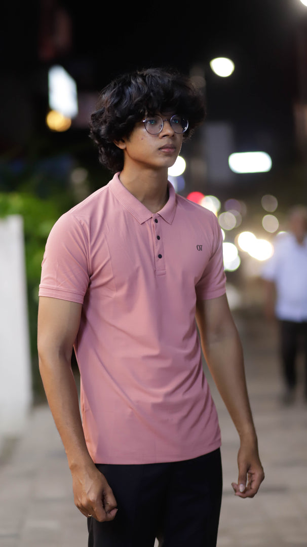 07 COLLAR HALF SLEEVE MENS TSHIRT-PINK