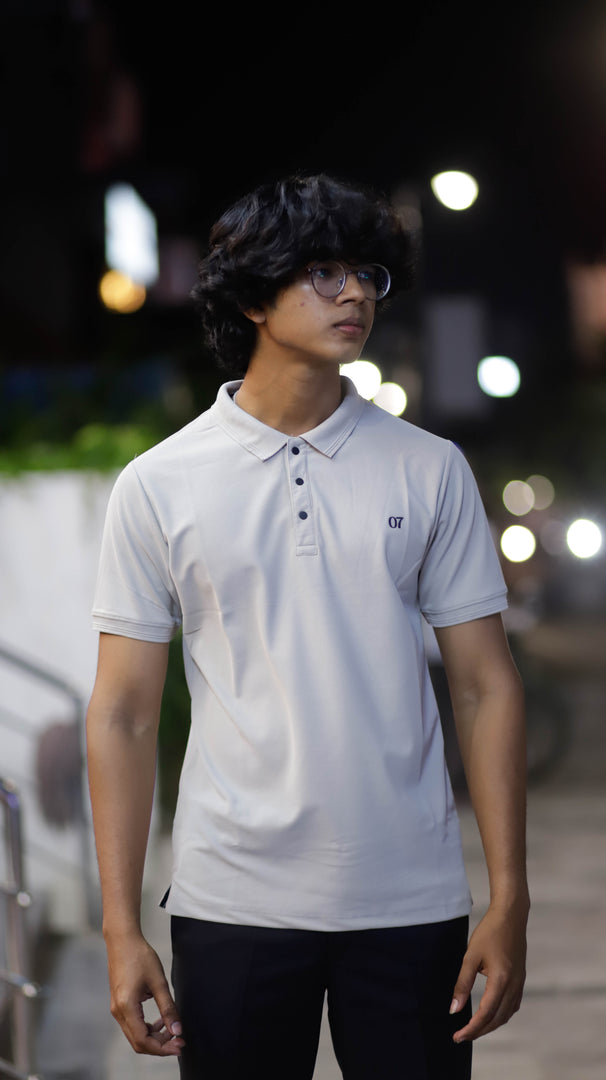 07 COLLAR NECK HALF SLEEVE MENS TSHIRT-ASH