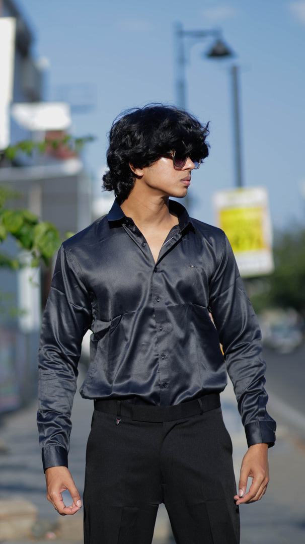 FULL SLEEVE ATTRACTIVE PARTY WEAR SHIRT-BLACK