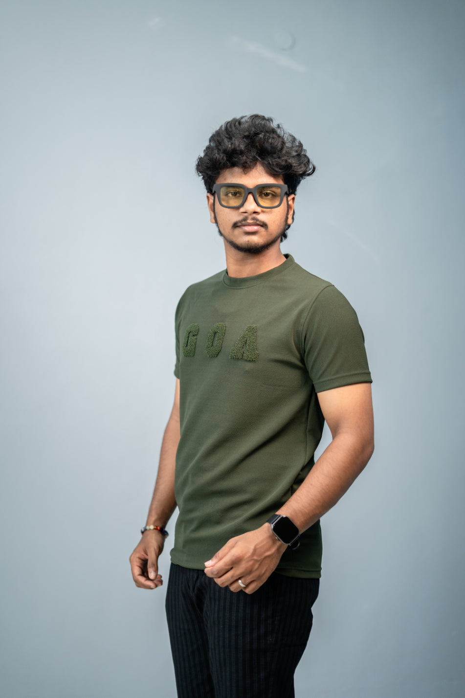 Short Sleeve Round Neck GOA Printed Tshirt -Mahendhi Green