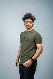 Short Sleeve Round Neck GOA Printed Tshirt -Mehandhi Green
