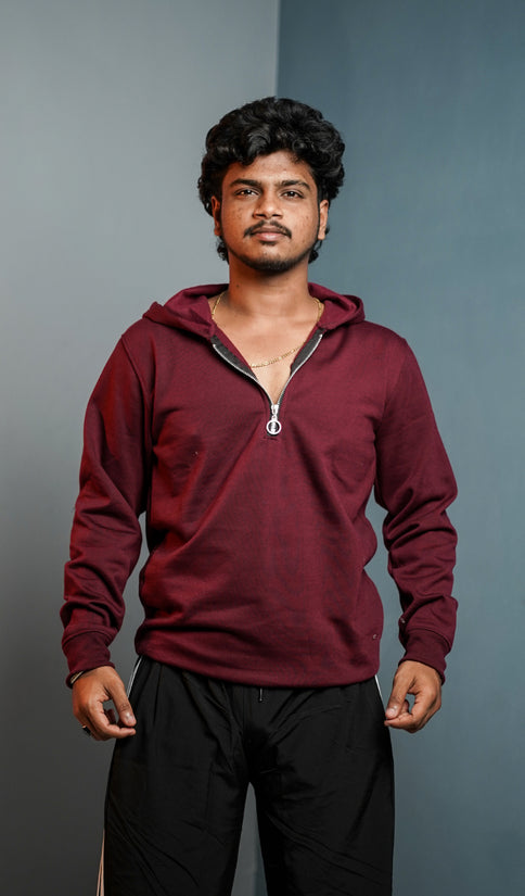 Men’s Full Sleeve Zipper Hoodie | Oversized Winter Hoodie for Men - Grape shade