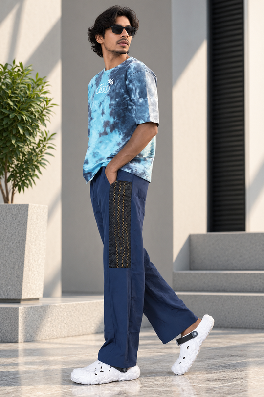 Men's Mesh Baggy Panel Relaxed Fit Streetwear Pants - Navy Blue – 7MAN Men's Fashion India