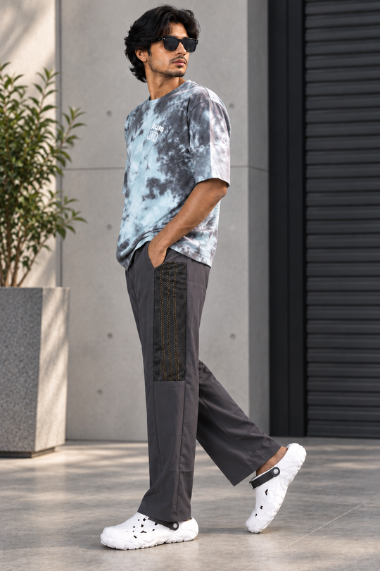 Men's Mesh Baggy Panel Relaxed Fit Streetwear Pants - Grey – 7MAN Men's Fashion India