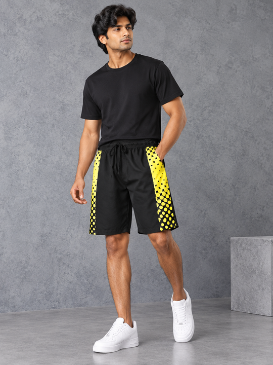 Men's Neon Geometric Printed Side Panel NS Shorts - Yellow – 7MAN Men's Fashion India