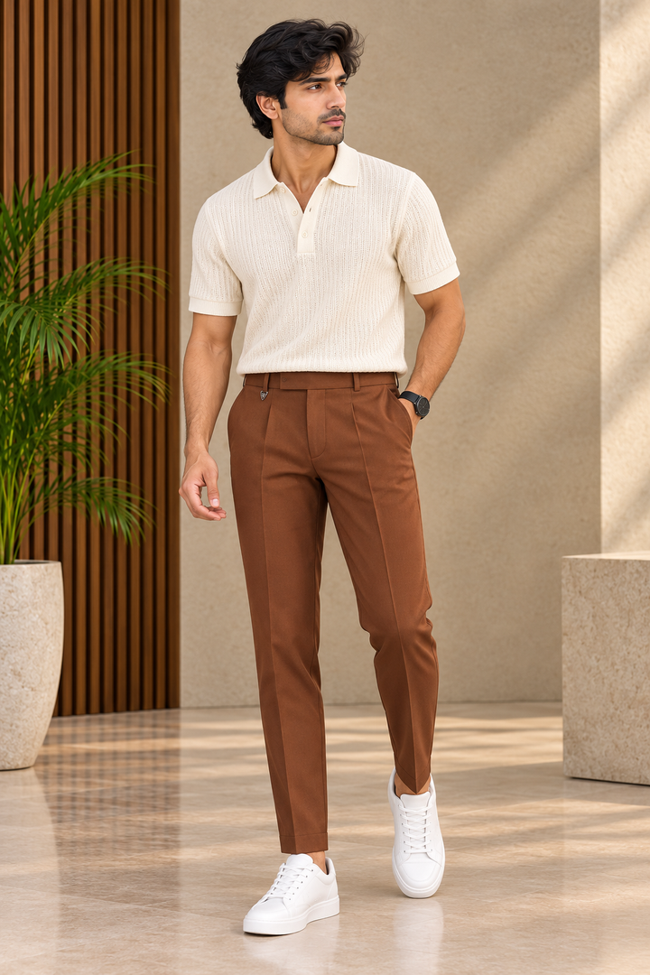Men's Slim Fit Formal & Casual Stretchable Polo Pant - 4