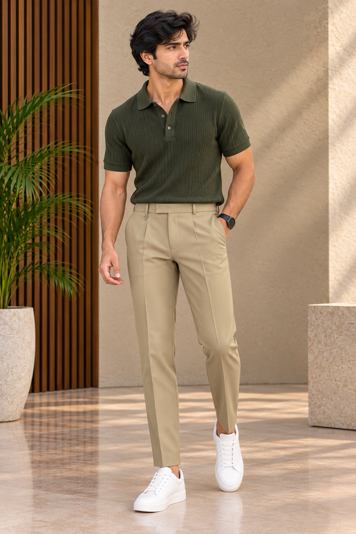 Men's Slim Fit Formal & Casual Stretchable Polo Pant - 1