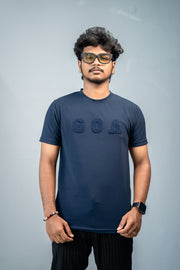Short Sleeve Round Neck GOA Printed Tshirt -Navy Blue