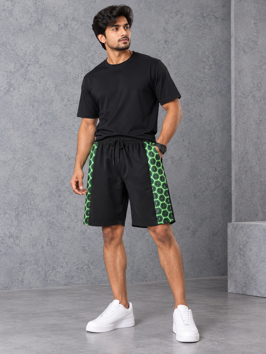Men's Neon Geometric Printed Side Panel NS Shorts - Green – 7MAN Men's Fashion India