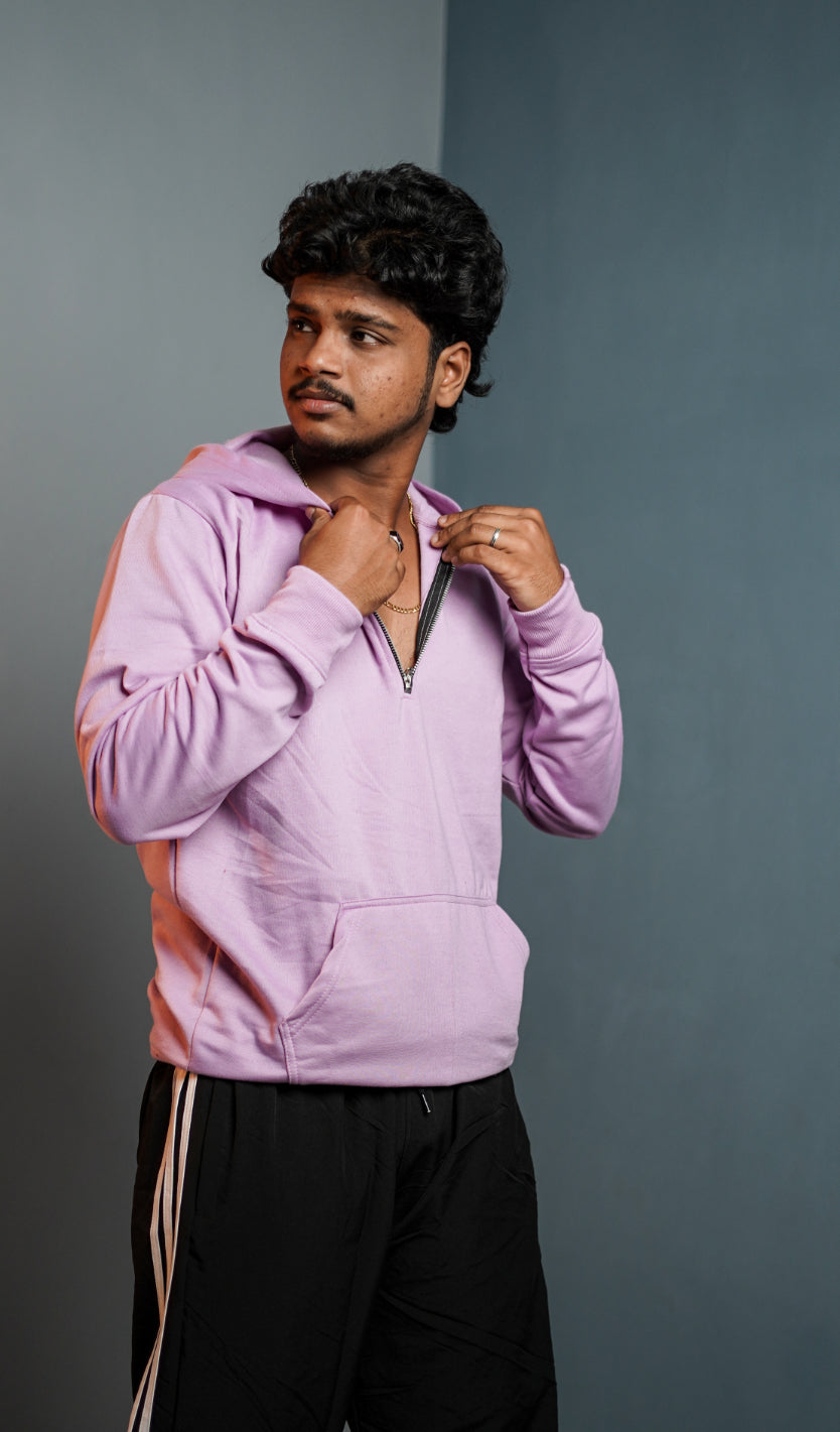 Men’s Full Sleeve  Zipper  Hoodie | Oversized Winter Hoodie for Men - Lavendar