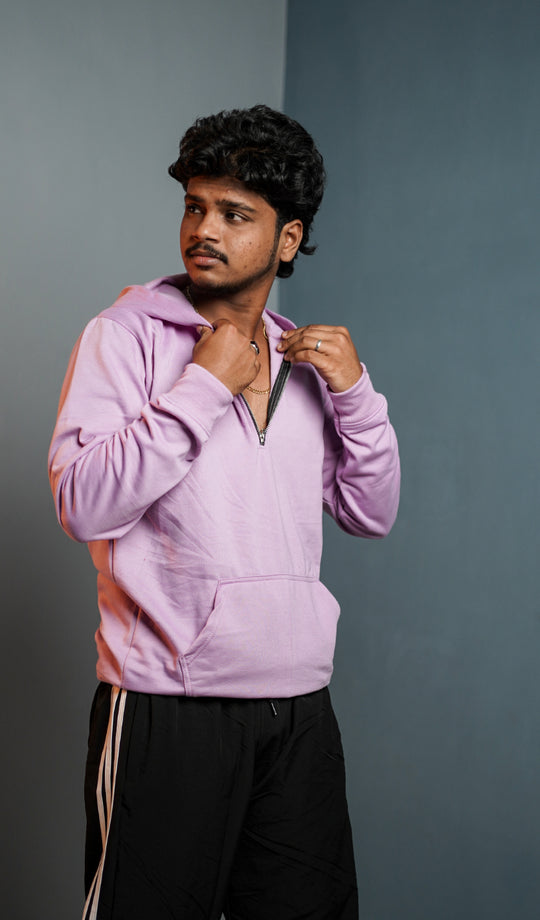 Men’s Full Sleeve  Zipper  Hoodie | Oversized Winter Hoodie for Men - Lavendar – alternate view – 7MAN India