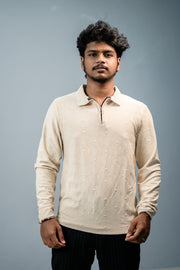 Premium Style Korean Zipper Circle Print Full Sleeve Tshirt for Men-Sandle