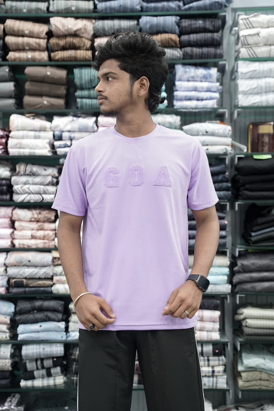Short Sleeve Round Neck Tshirt for Men with GOA Printed - Lavender-7 Man