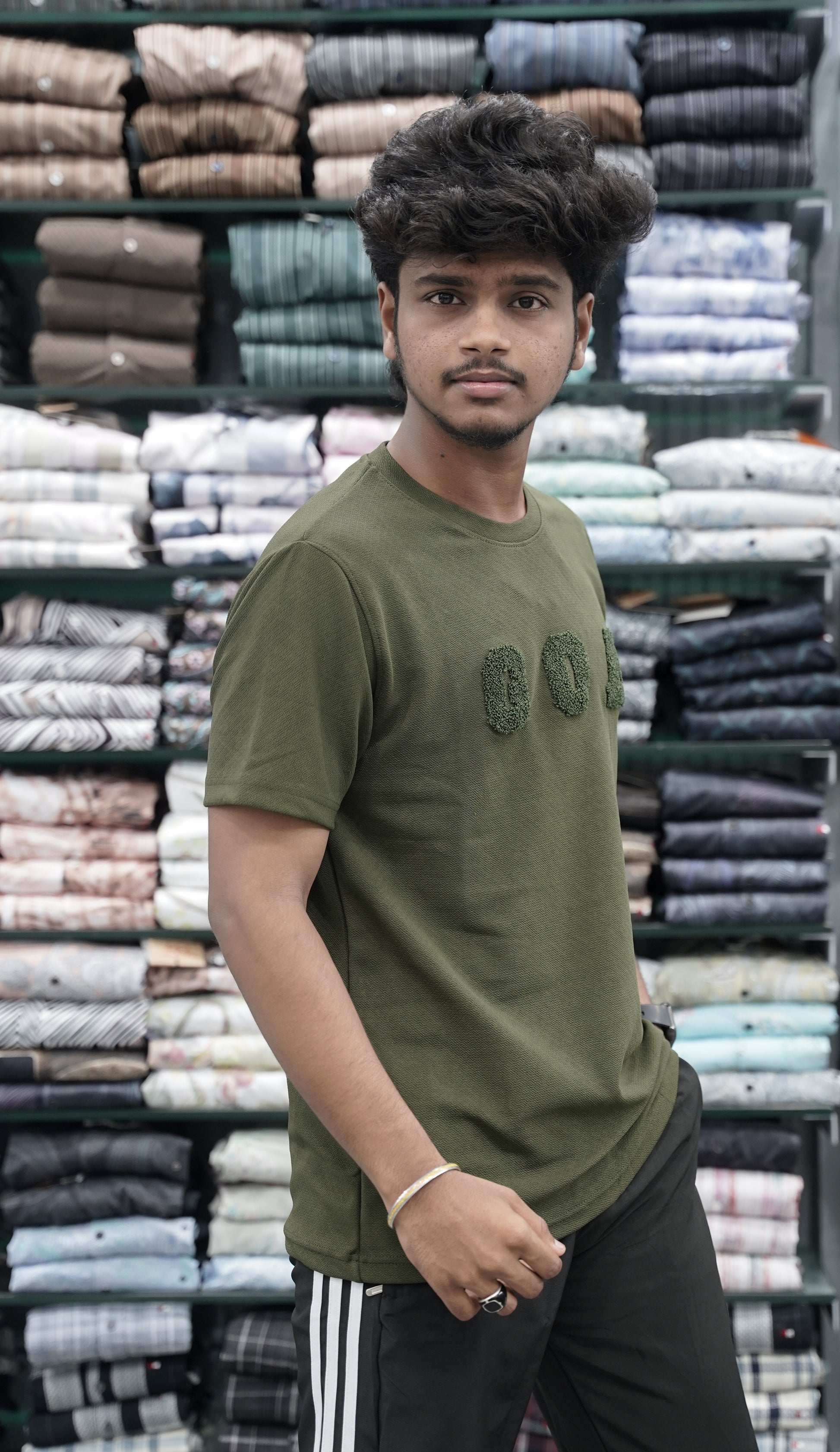 Short Sleeve Round Neck Tshirt for Men with GOA Printed - Mahendhi Green-7 Man