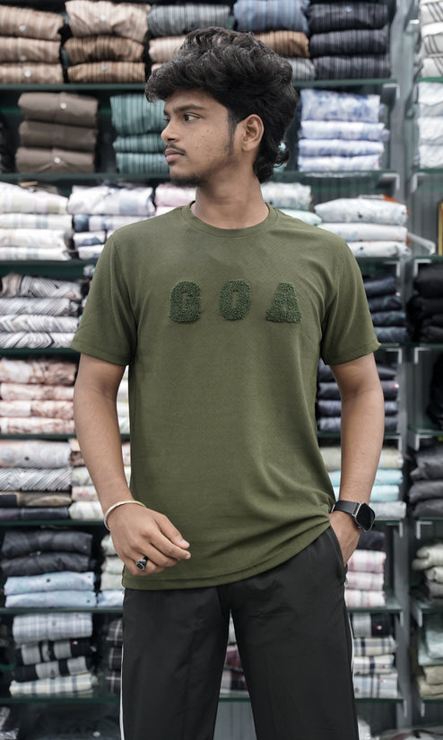 Short Sleeve Round Neck Tshirt for Men with GOA Printed - Mahendhi Green-7 Man