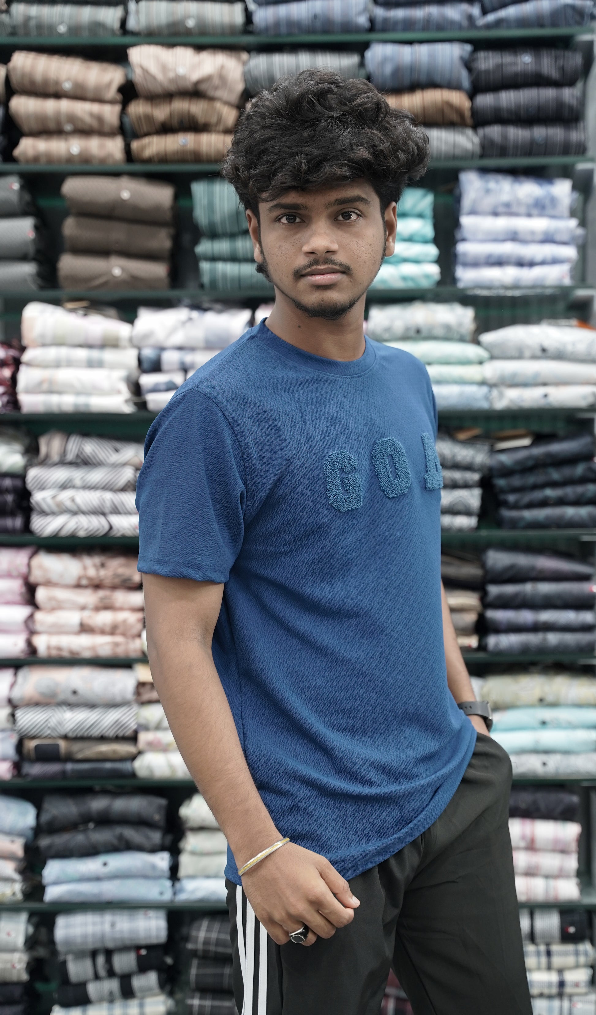 Short Sleeve Round Neck Tshirt for Men with GOA Printed - Petrol Blue-7 Man