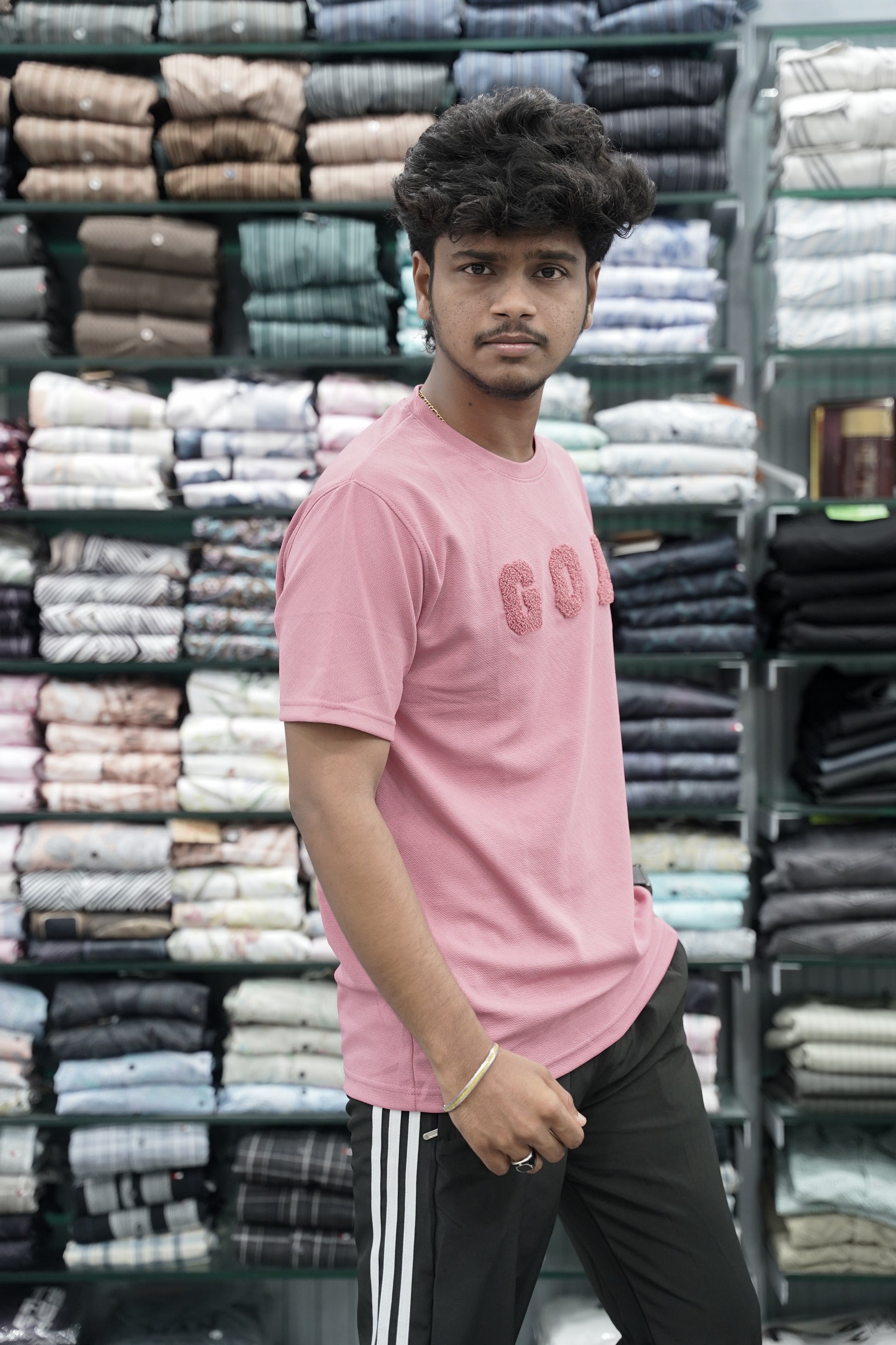 Short Sleeve Round Neck Tshirt for Men with GOA Printed - Pink-7 Man