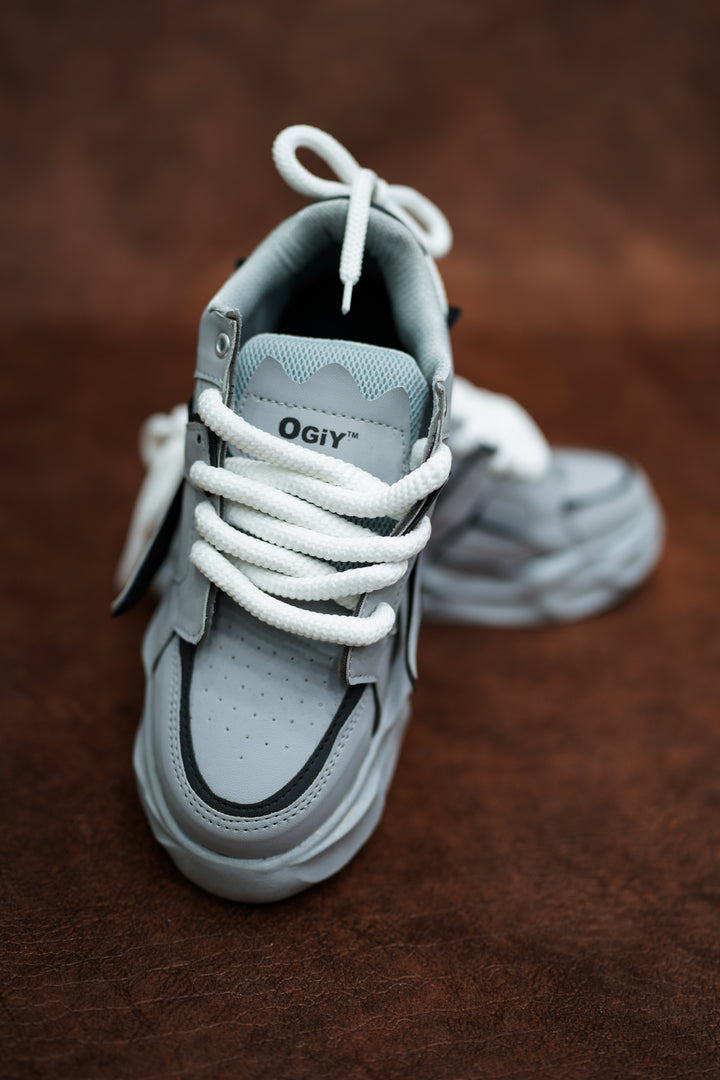 Everyday Wear Grey High-Top Sneakers for Men-7 Man