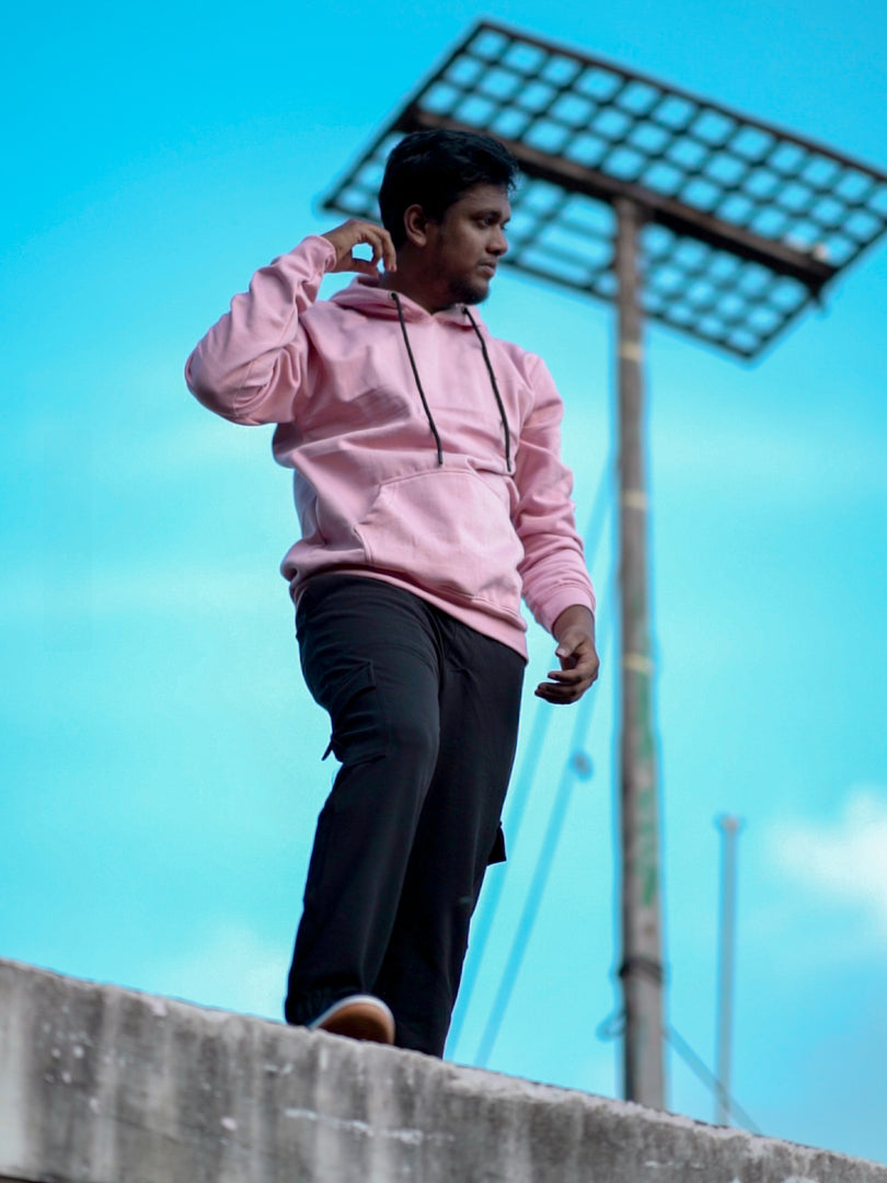 Men's Pull Over Plain Hoodie in Peach