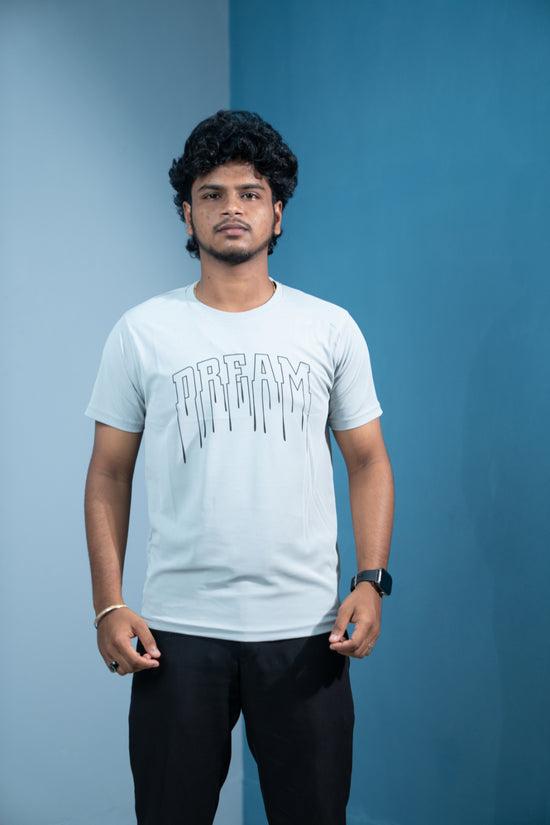 Trending Oversized DREAM Printed T-Shirt for Men - Ash