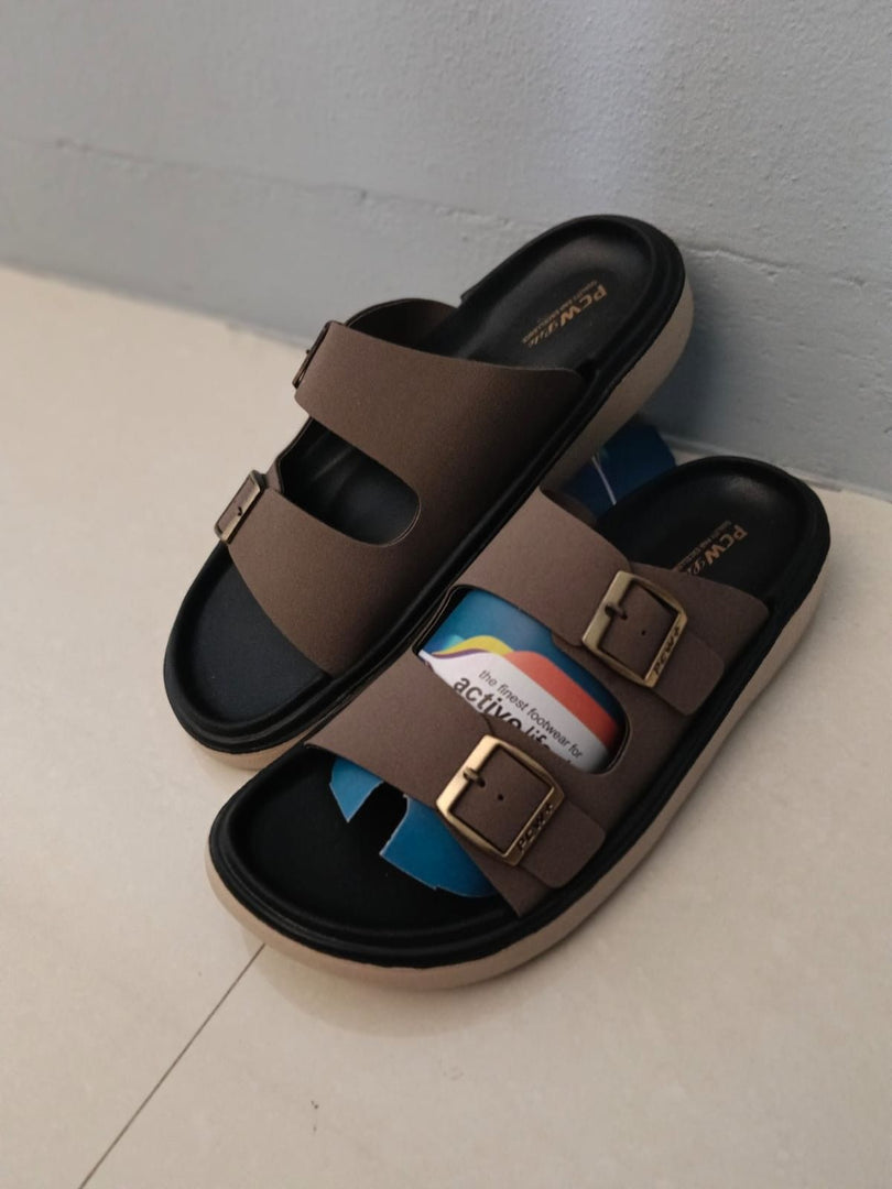 Men’s Premium Dual Strap Slippers for Daily Wear | Trendy Casual Slides - Dabang-2(TAN)