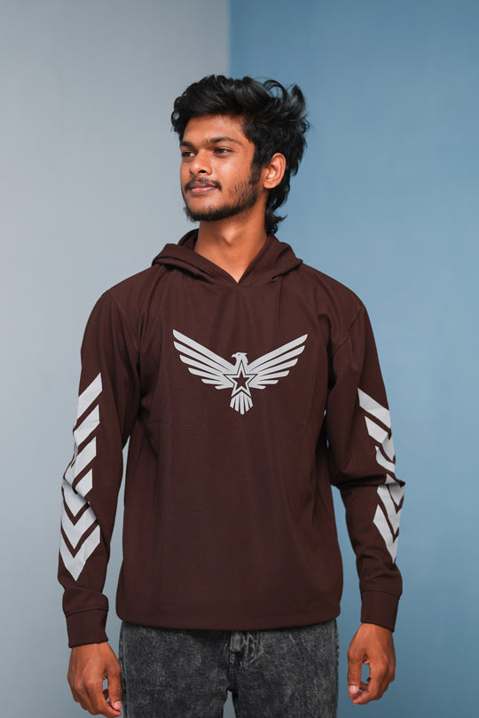 Men’s Full Sleeve BIRD Printed Hoodie | Oversized Winter Hoodie for Men - Chocolate Brown – 7MAN Men's Fashion India