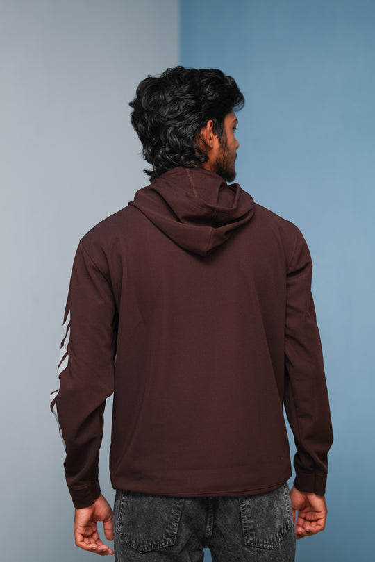 Men’s Full Sleeve BIRD Printed Hoodie | Oversized Winter Hoodie for Men - Chocolate Brown – alternate view – 7MAN India