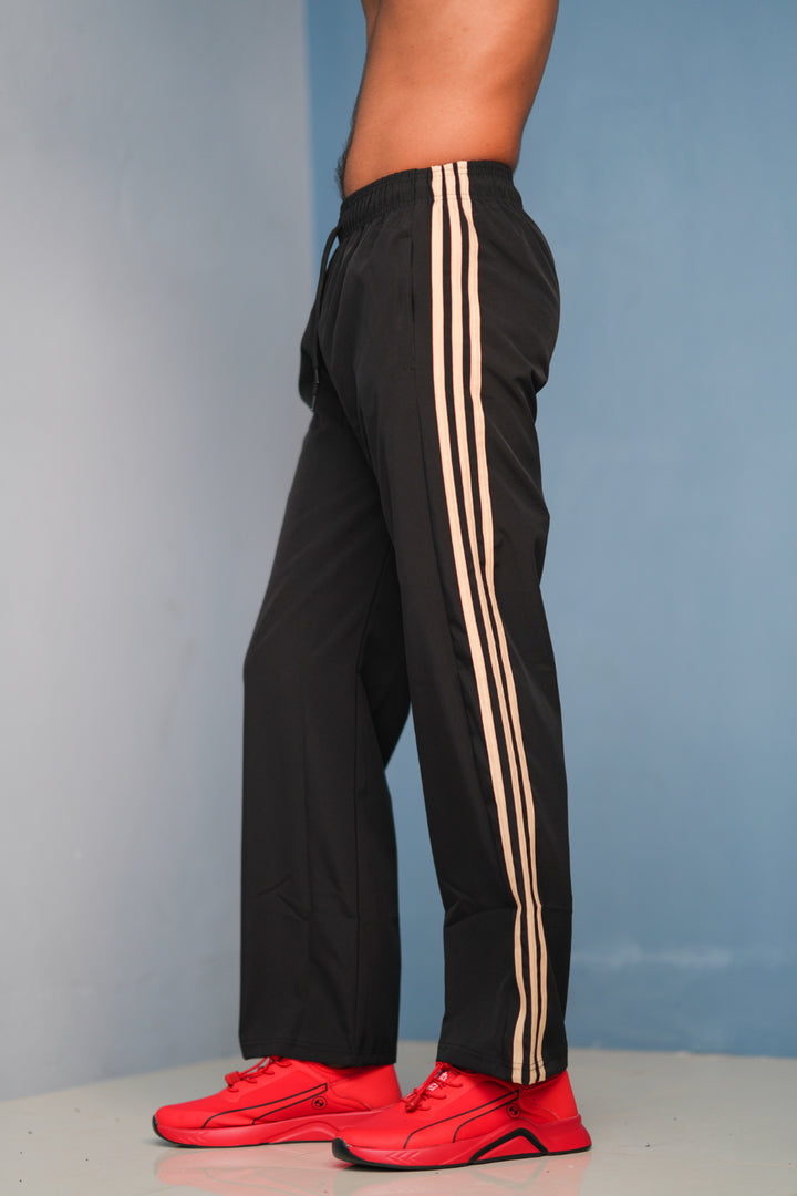 Triple-Stripe Street Baggy Track Pants for Men – Gym & Daily Wear -Black with Sandle