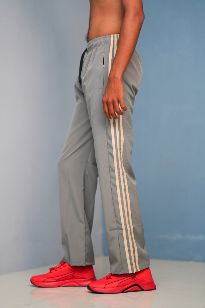 Triple-Stripe Street Baggy Track Pants for Men – Gym & Daily Wear -Ash with Sandle