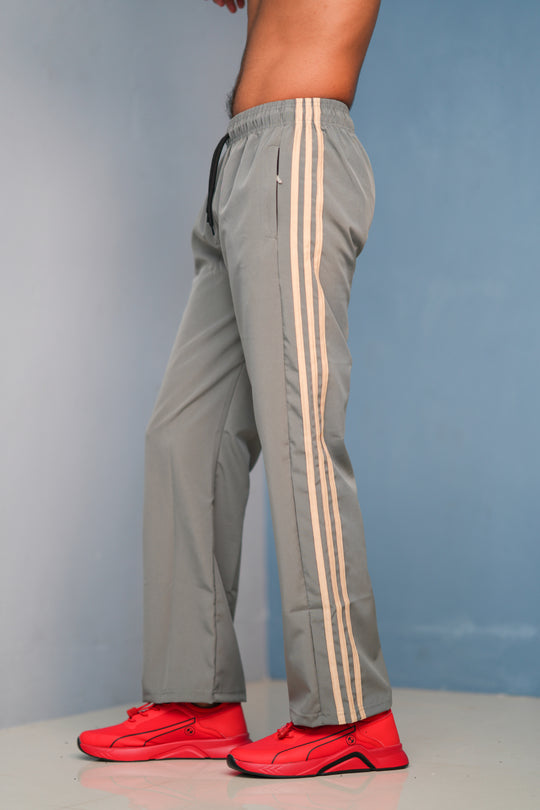 Triple-Stripe Street Baggy Track Pants for Men – Gym & Daily Wear -Ash with Sandle